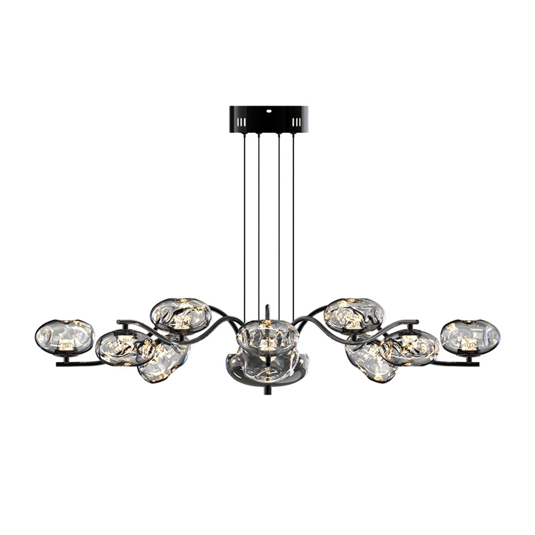 Magic Bean Modern LED Chandelier — Nanoclear Glass, 9- or 16-Light, Three-Color Dimming, Ra≥97 Full Spectrum, Black or Copper
