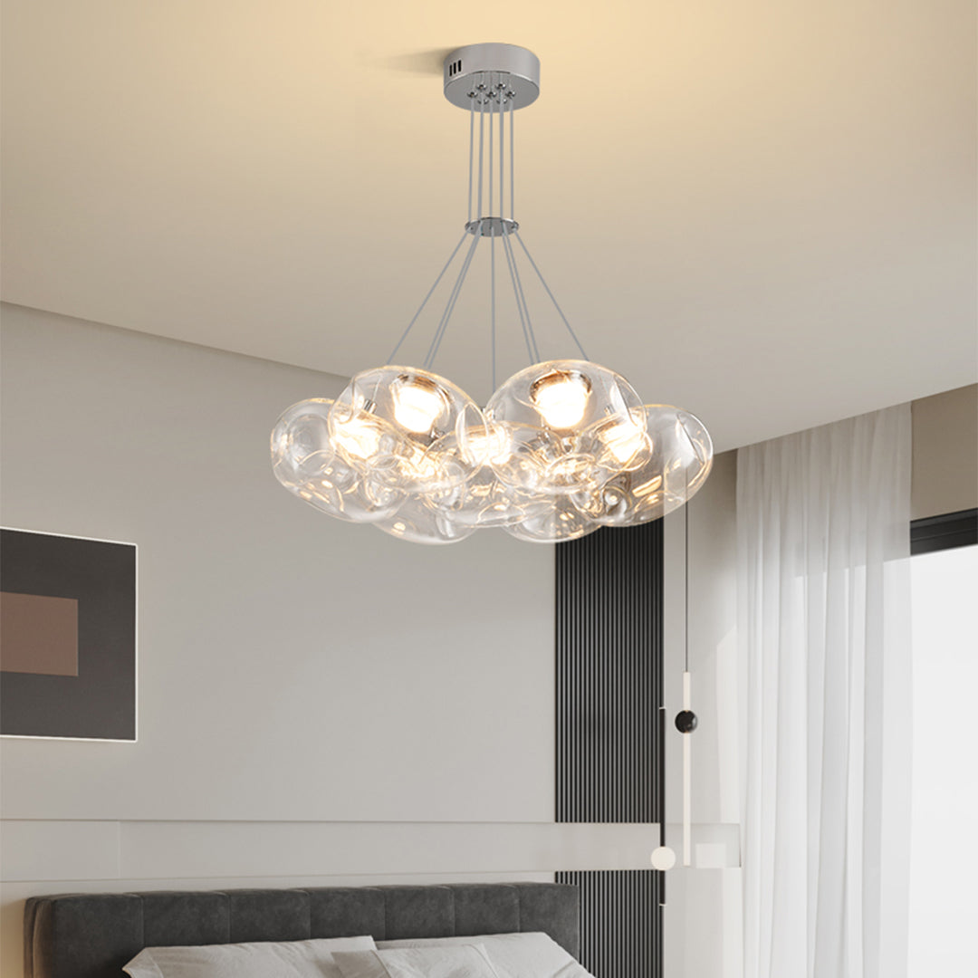 Minimalist Starry Sky LED Chandelier — Stainless Steel and Glass, 7- or 13-Light, Three-Color Dimming, Ra≥97