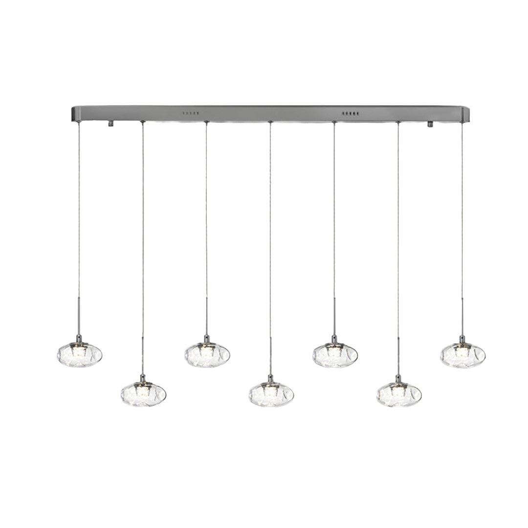 Minimalist Ring Pendant Light — Stainless Steel & Nano Glass, 7-Light, 49W, 3-Step Dimming, Chrome or Gold