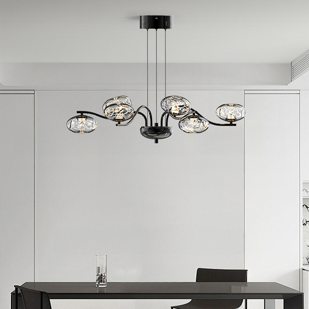 Magic Bean Modern LED Chandelier — Nanoclear Glass, 9- or 16-Light, Three-Color Dimming, Ra≥97 Full Spectrum, Black or Copper