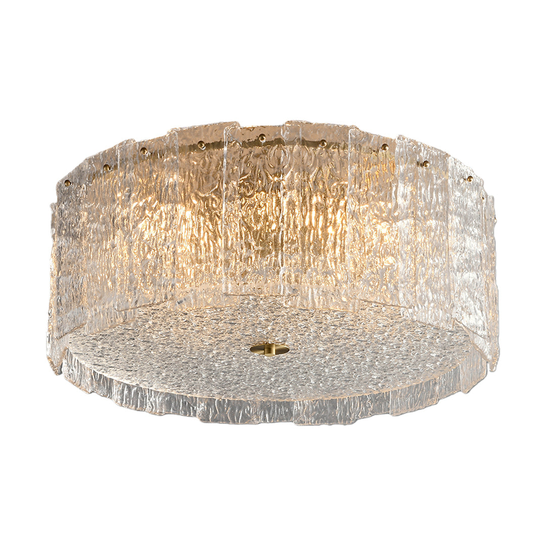Copper Glass Flush-Mount Ceiling Light — Full Copper Frame, Clear Glass Shade, E14, Modern