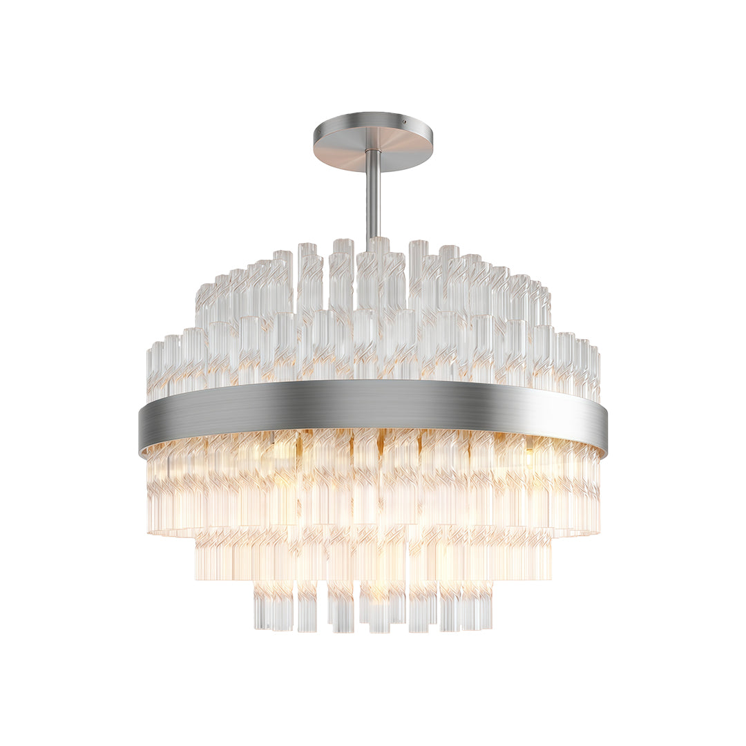 Industrial Modern Chandelier — Solid Brass, Transparent Glass, G9, Multiple Sizes