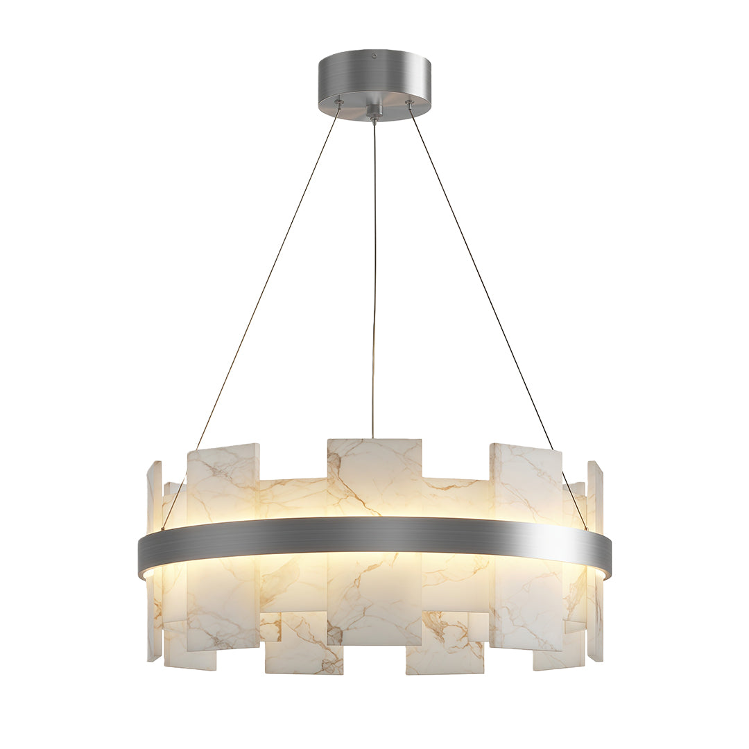 Cloud Stone Modern Chandelier — Solid Brass, 3000K/4000K/6000K, 47.2" Chain, Brass / Nickel / Black