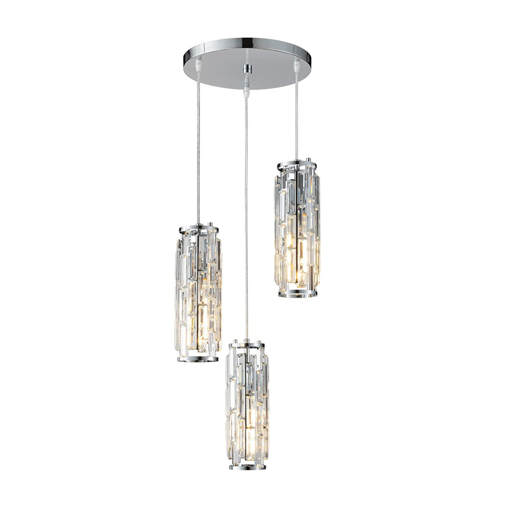 Industrial Mini Crystal Pendant — Iron Frame, Crystal Glass Shade, 1- or 3-Light, E27, Black / Gold / Chrome