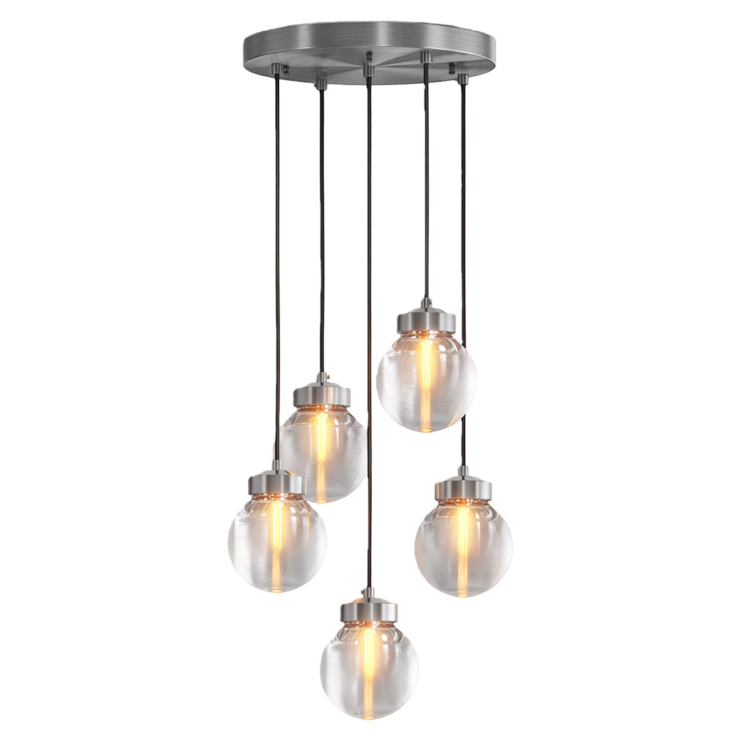 Contemporary Copper Chandelier — Solid Brass Frame, Clear Glass Shades, G9, 1- to 19-Light, Black / Chrome / Copper Finish