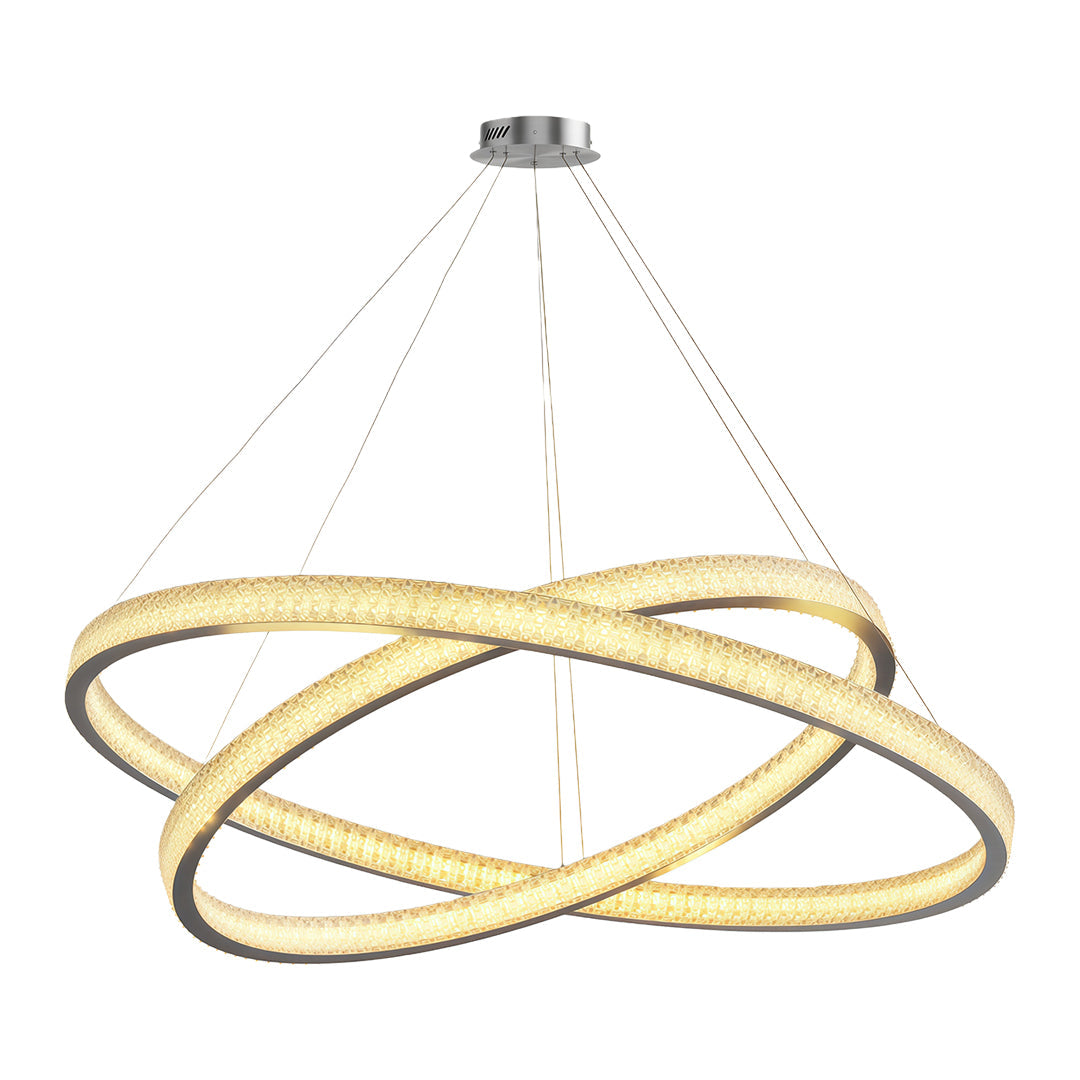 Circular Ring Chandelier — Full Copper, Dimmable LED, 50W–220W, Multiple Sizes