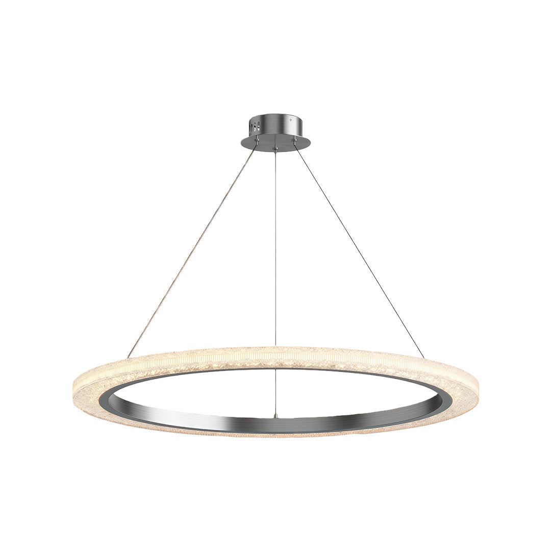 Round Ring Chandelier — Aluminum & Acrylic, 23.6"–31.5", Single/Double/Triple, Three-Color Dimming, Copper/Nickel/Black