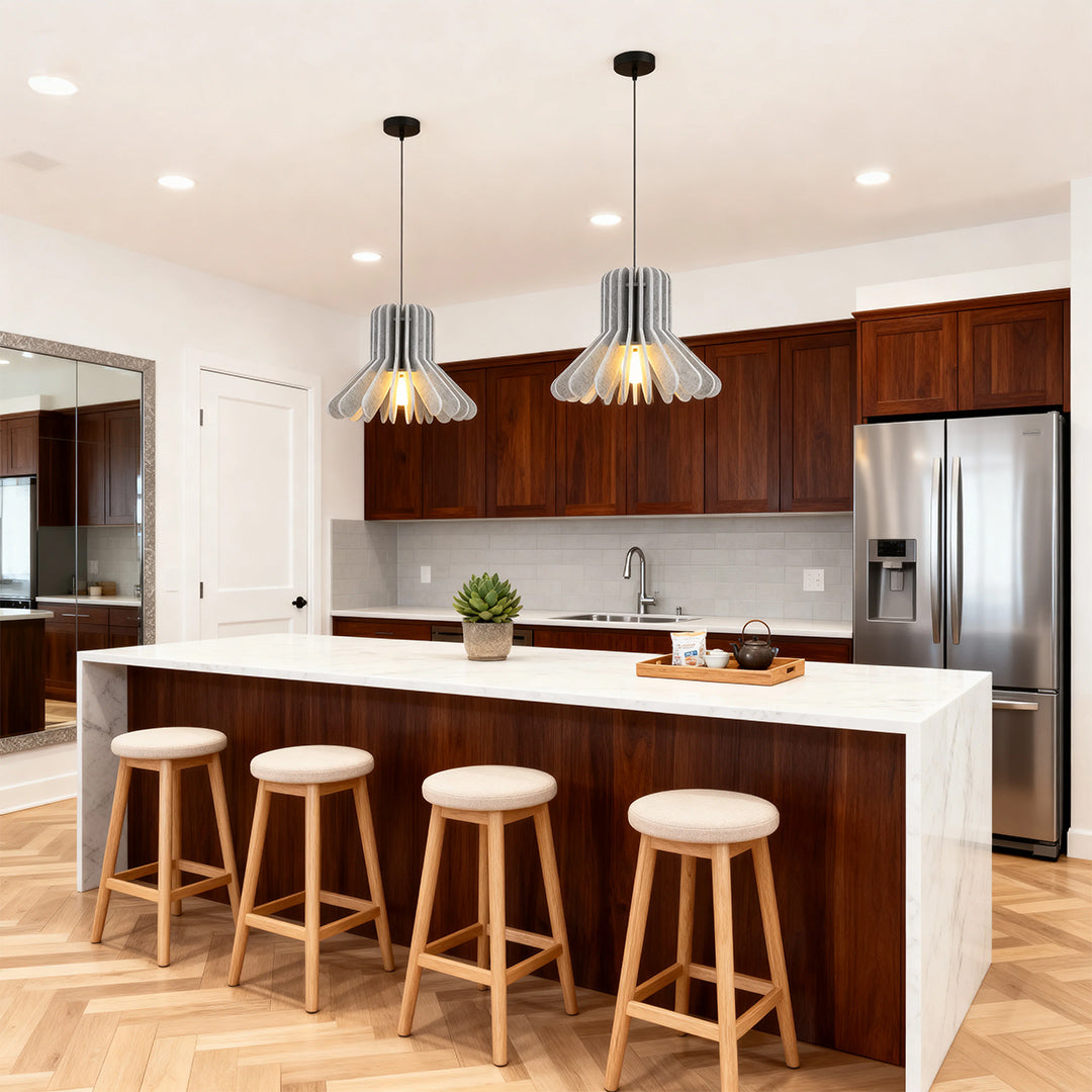 Acoustic PET Felt Pendant Light — Iron, Sound-Dampening, E27, 13.8" or 19.7", Adjustable Chain