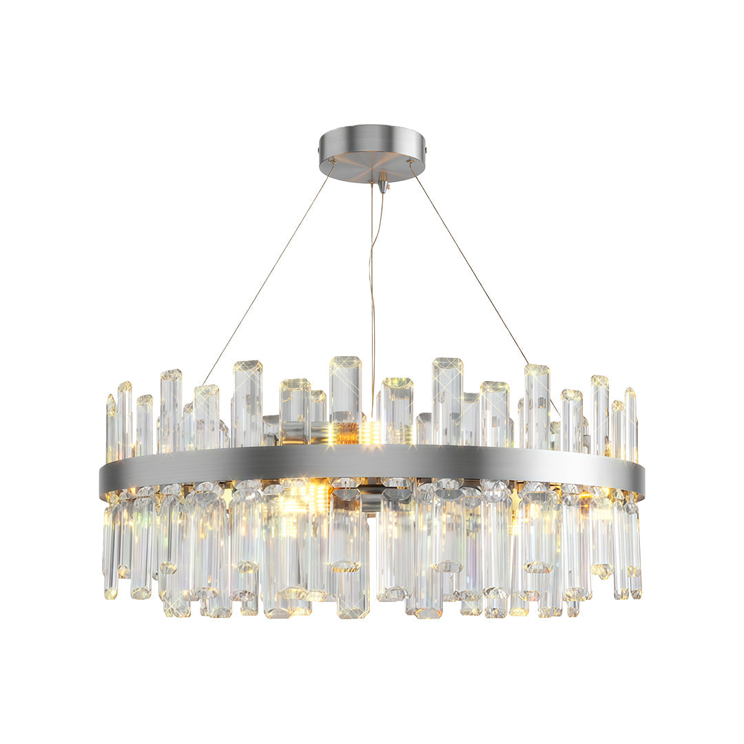 Geometric Crystal Chandelier — Copper-Iron Frame, E14, 23.6" or 31.5", Black / Chrome / Copper