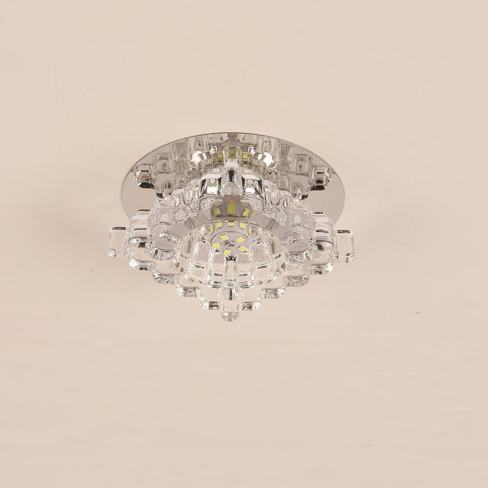 Geometric Crystal Flush-Mount Chandelier — Metal, LED, 7W, 4" Diameter