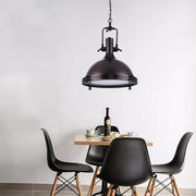 Industrial Vintage Lantern Pendant Chandelier — Metal, E26/E27 LED, 16" Dia., Adjustable 39" Chain, 3000K