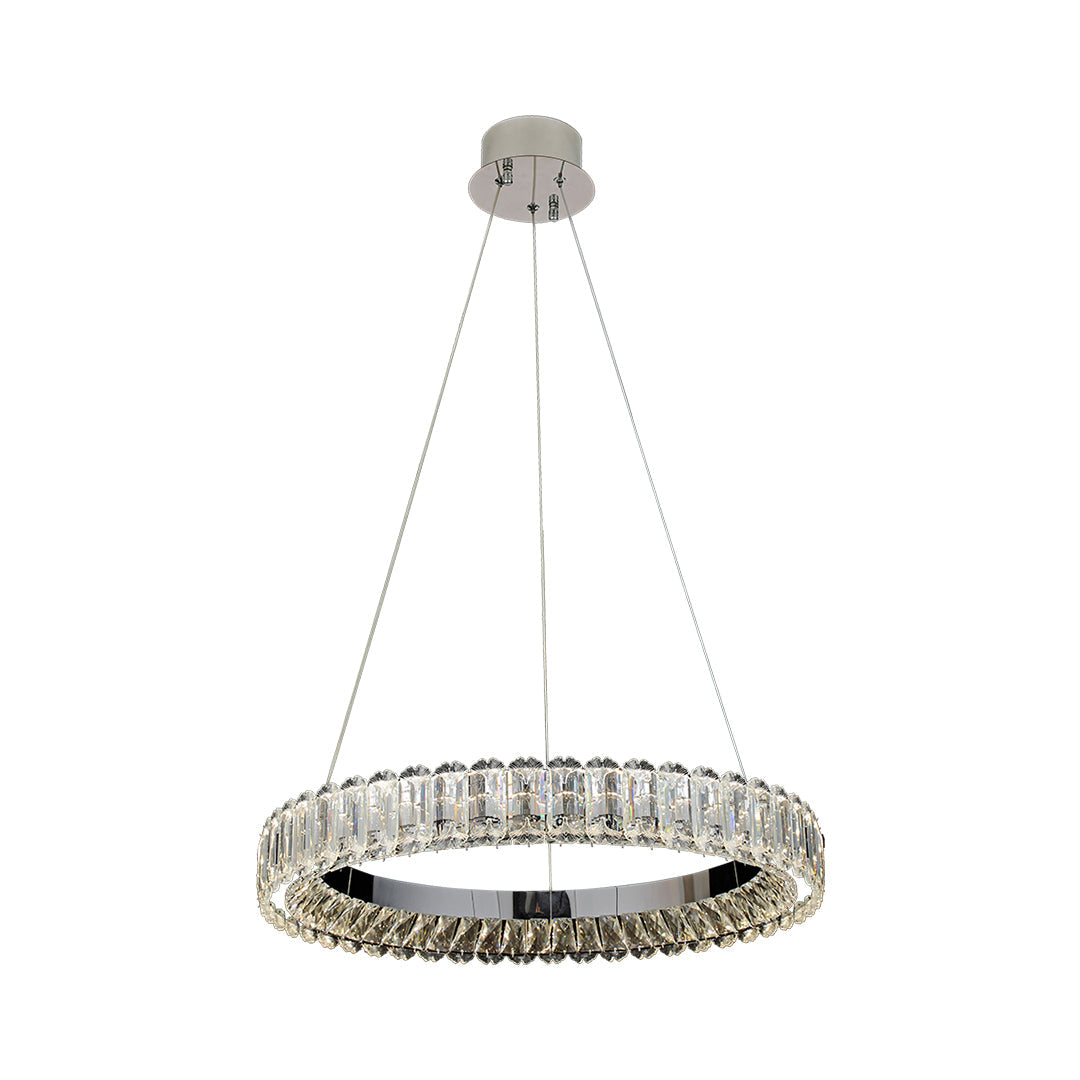 Minimalist Ring Chandelier — Crystal Accents, Dual-Color 3000K/6000K, Adjustable Cable, 50–100cm