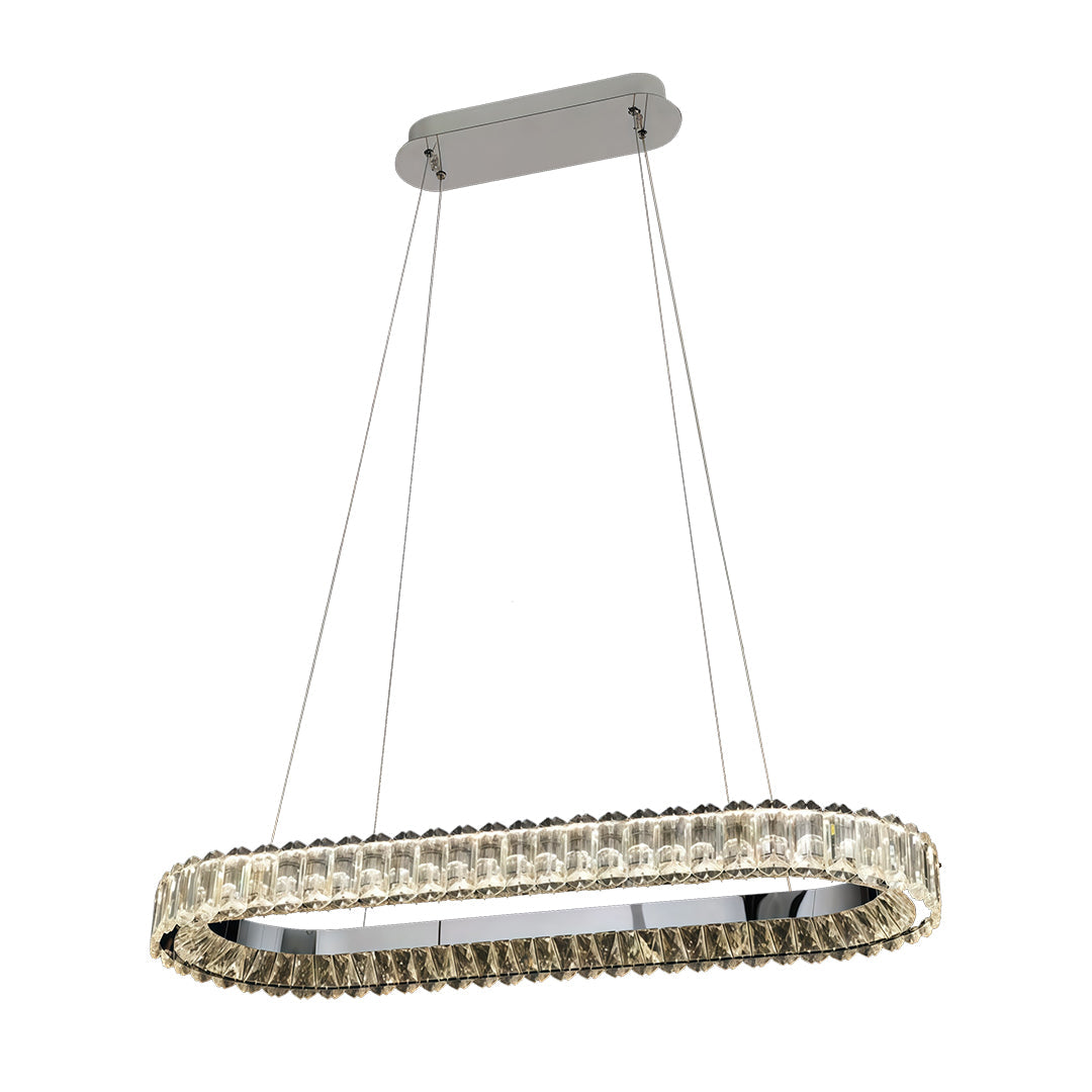 Minimalist Ring Chandelier — Crystal Accents, Dual-Color 3000K/6000K, Adjustable Cable, 50–100cm