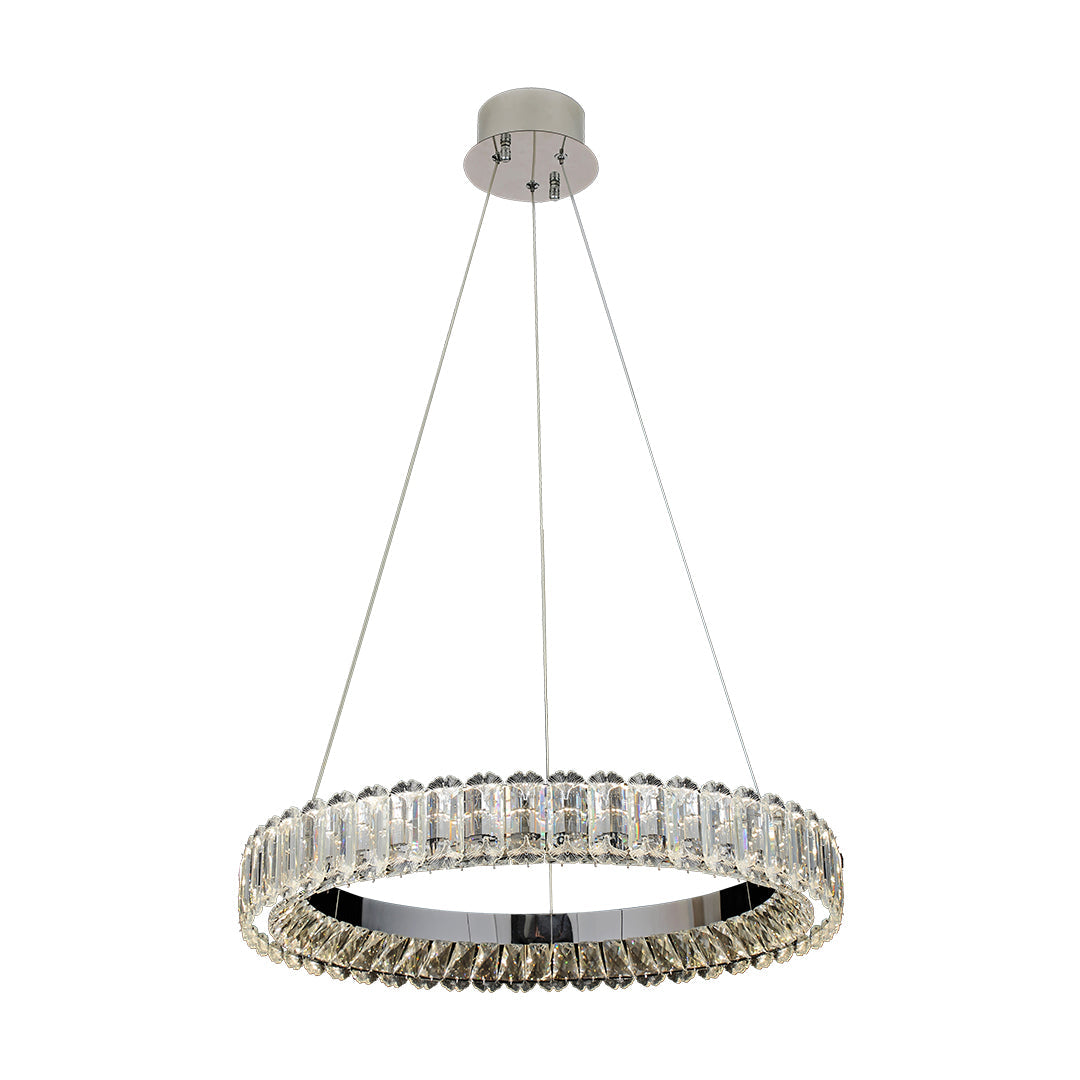 Minimalist Ring Chandelier — Crystal Accents, Dual-Color 3000K/6000K, Adjustable Cable, 50–100cm