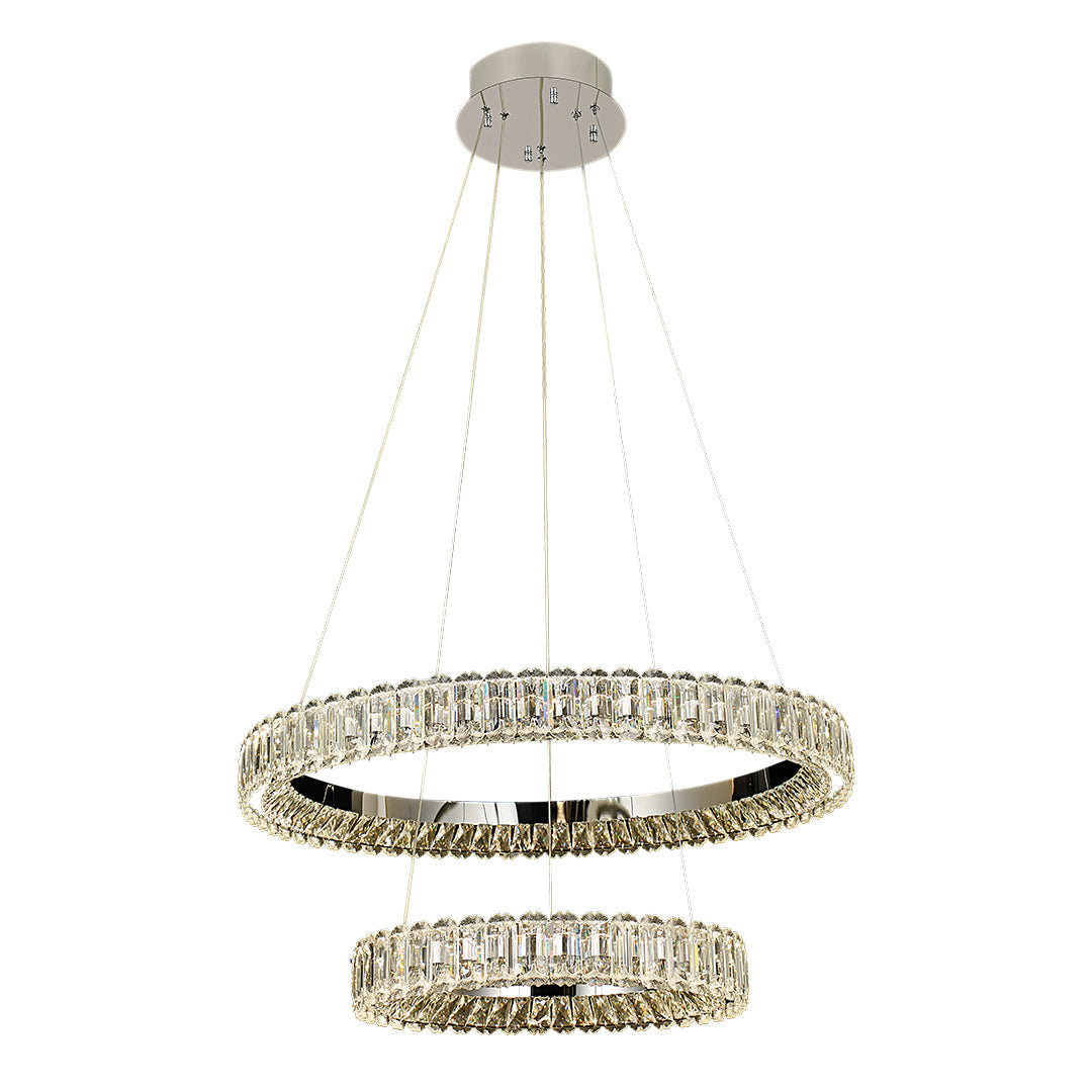 Minimalist Ring Chandelier — Crystal Accents, Dual-Color 3000K/6000K, Adjustable Cable, 50–100cm