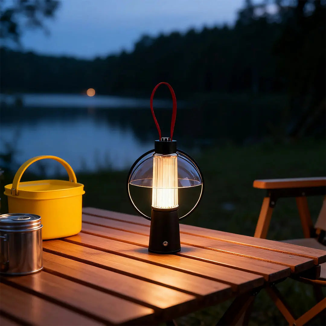 Decorative Circle Table Lamp with Iron Body and Acrylic Shade Luxe
