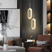 Modern Minimalist Pendant Light — Aluminum & Acrylic, Circle / Oval / Water Drop, Three-Step Dimming, 1- or 2-Light