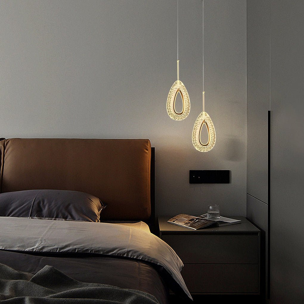 Modern Minimalist Pendant Light — Aluminum & Acrylic, Circle / Oval / Water Drop, Three-Step Dimming, 1- or 2-Light