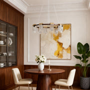 Circular Minimalist Chandelier — Gold-Gray Aluminum, 3-Step Dimming, 6-, 8-, or 15-Light, 47.2" Chain