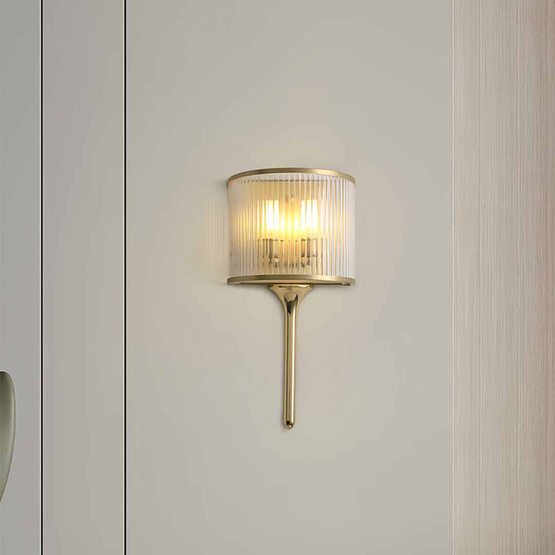 Modern Minimalist Brass and Glass Wall Sconce — 2-Light, G9, 7W, IP20, 3000K Warm