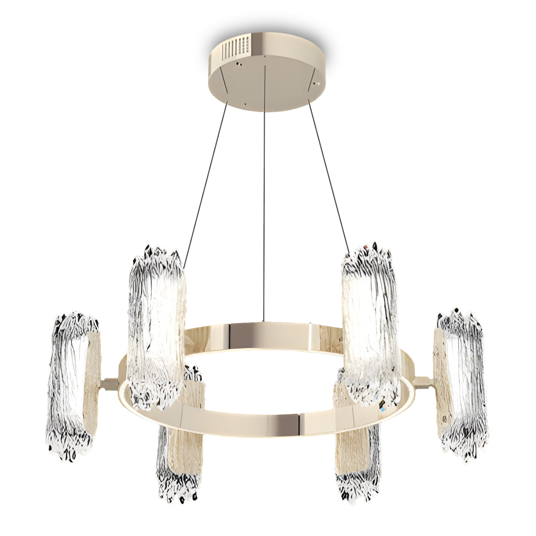 Minimalist Metal Chandelier — Aluminum, Gold, LED, Three-Color Dimming, 6/8/8+4-Light, 59.1" Chain