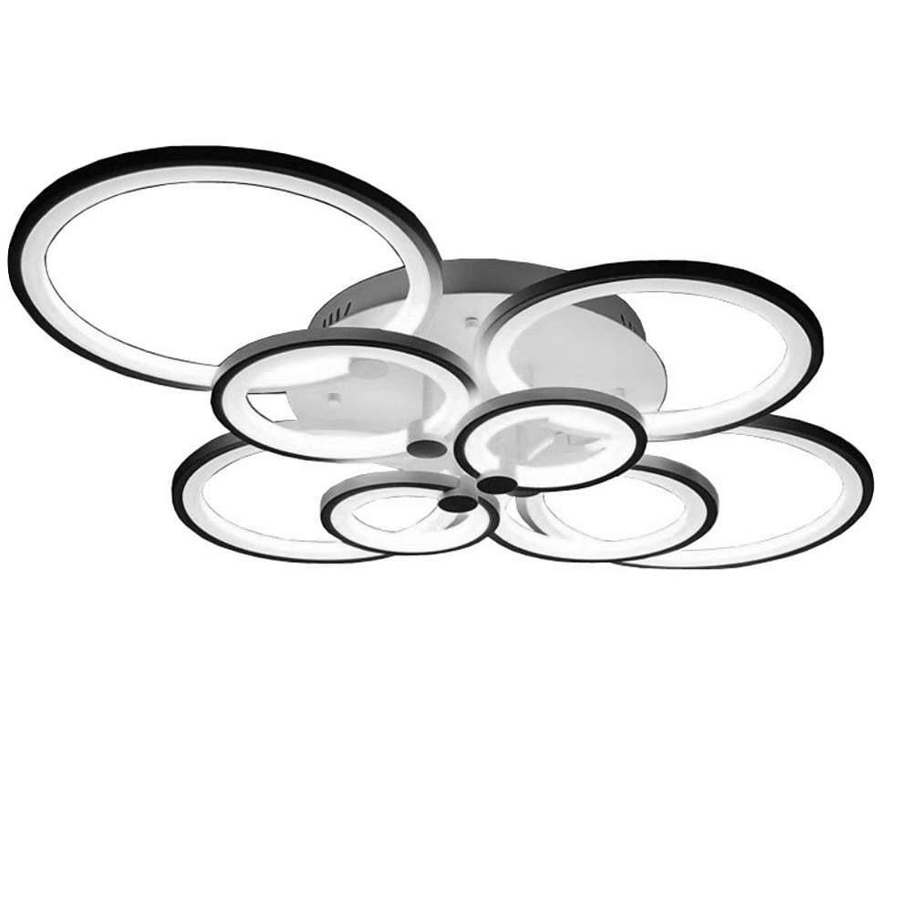 Overlapping Rings LED Semi-Flush Mount — Metal and Acrylic, 4-Light / 6-Light / 8-Light, Dimmable