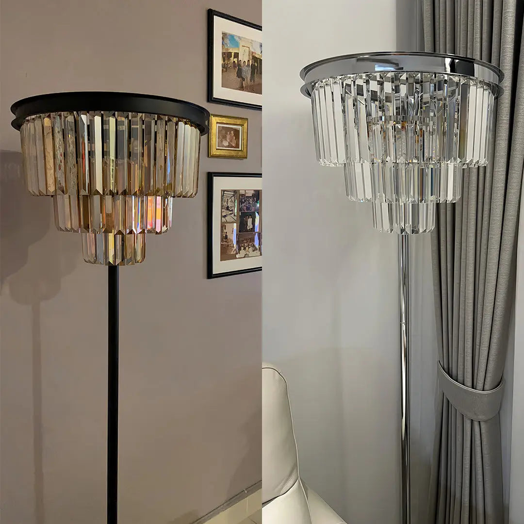 Luxury Standing Crystal Floor Lamp - American Glamorous Decorative Light Luxe