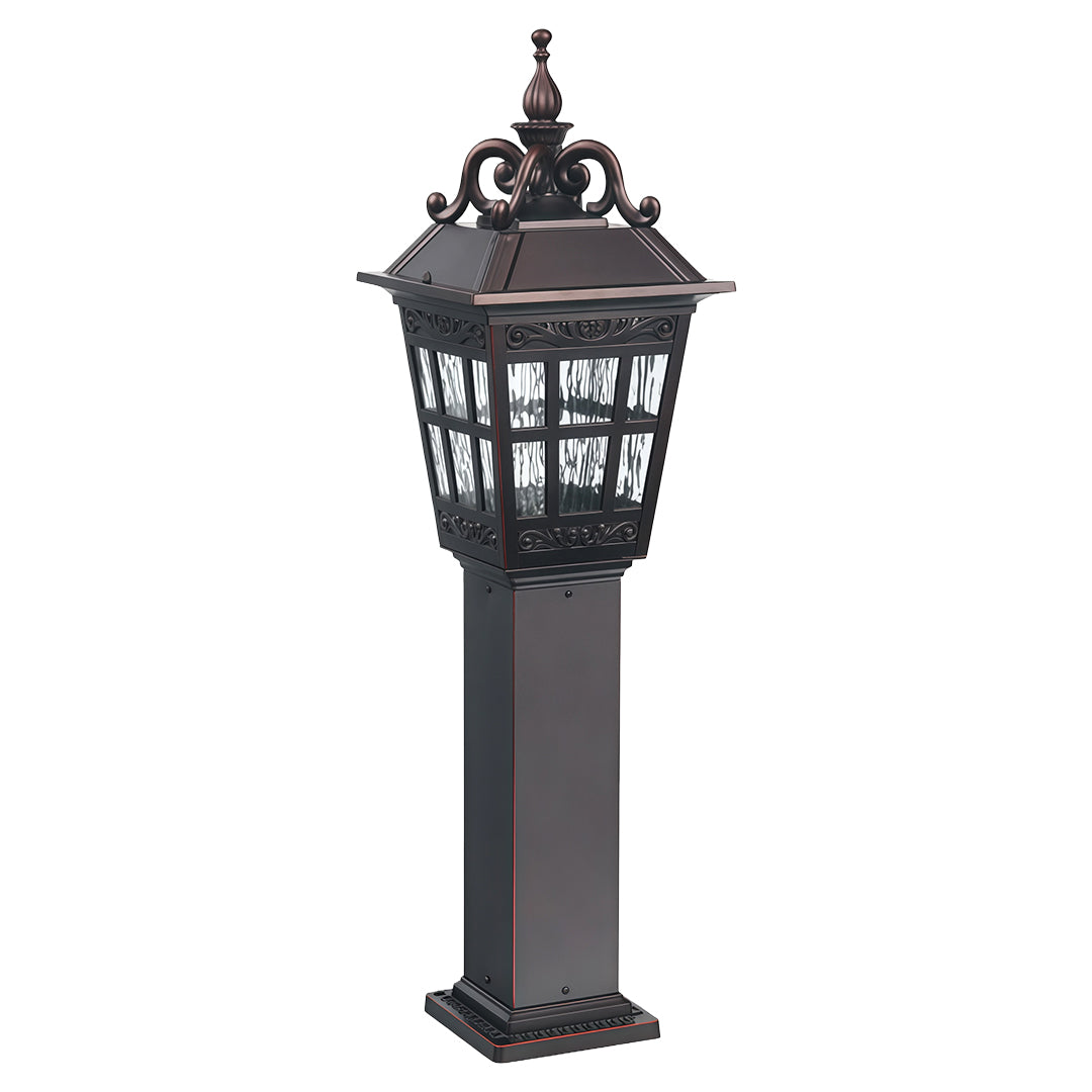 Classic Outdoor Post Light — Coffee-Brown Cast Aluminum, Clear Glass, 12W LED, IP44, 43"
