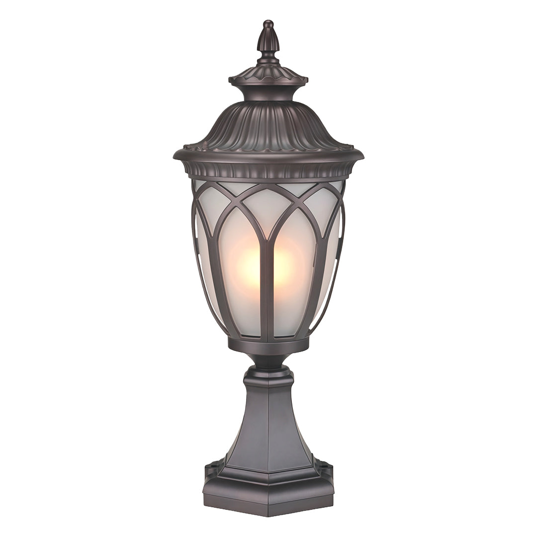 Vintage Outdoor Pillar Light — Cast Aluminum with Glass Shade, 12W E27, IP44 Weatherproof
