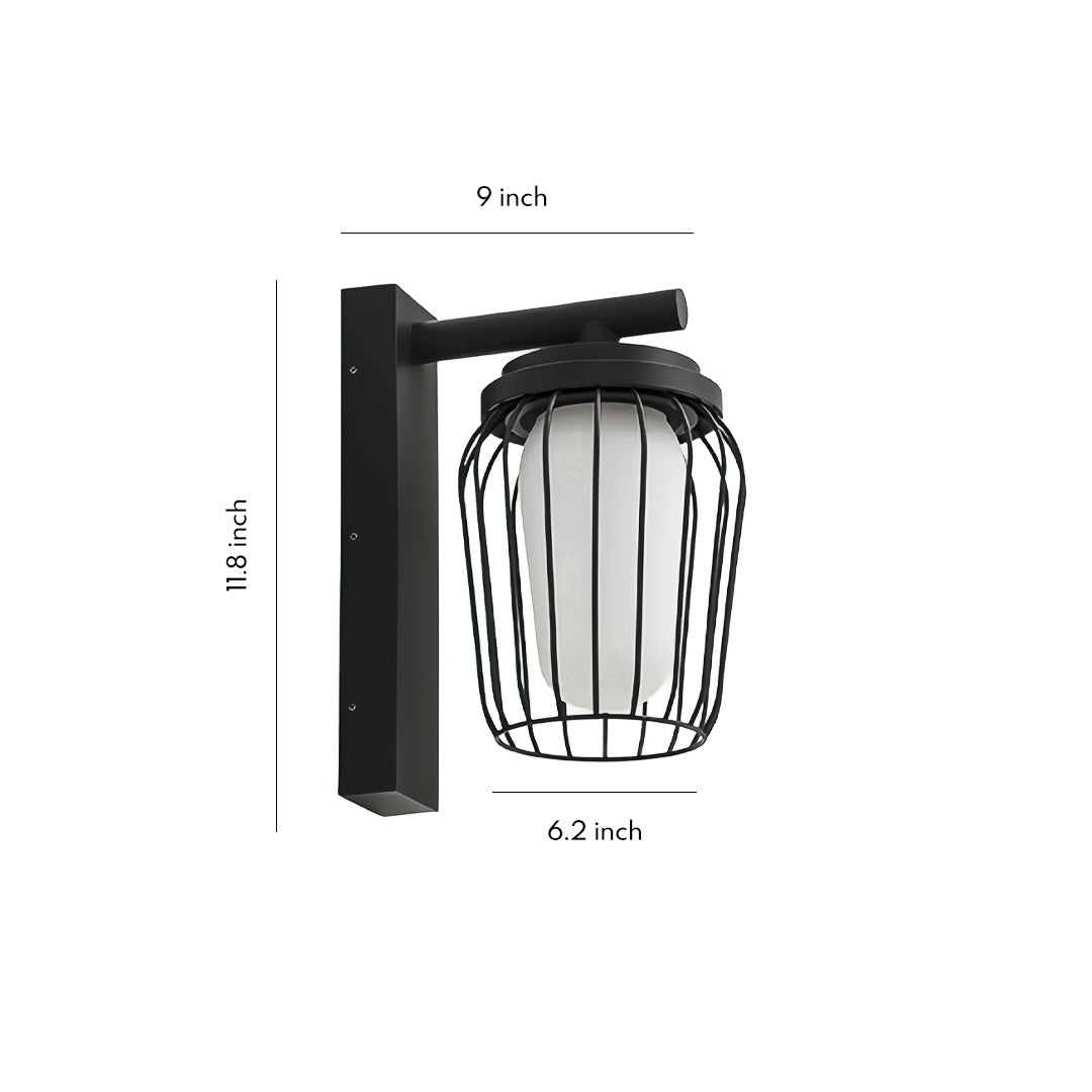 Birdcage Outdoor Wall Lantern Sconce — Stainless Steel, LED 12W, Solar / Hardwired, IP65, Remote Control
