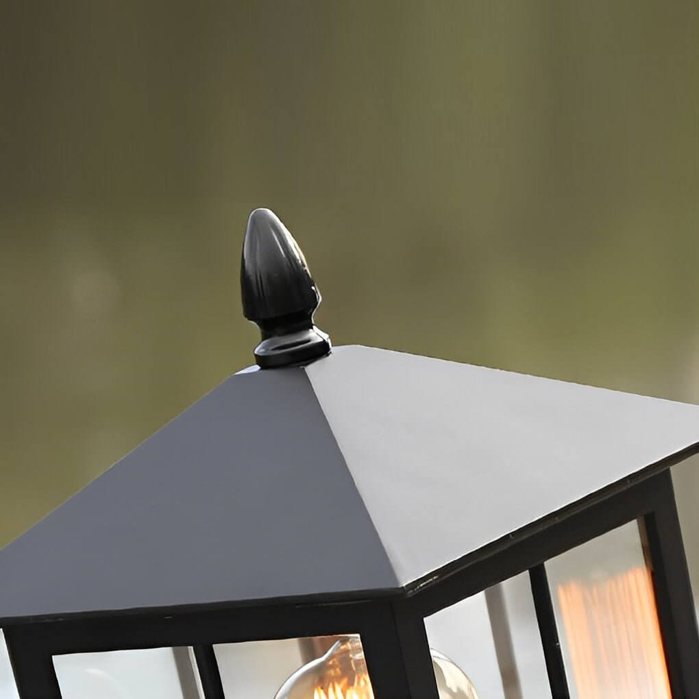classic black solar pillar lights traditional square design with waterproof led