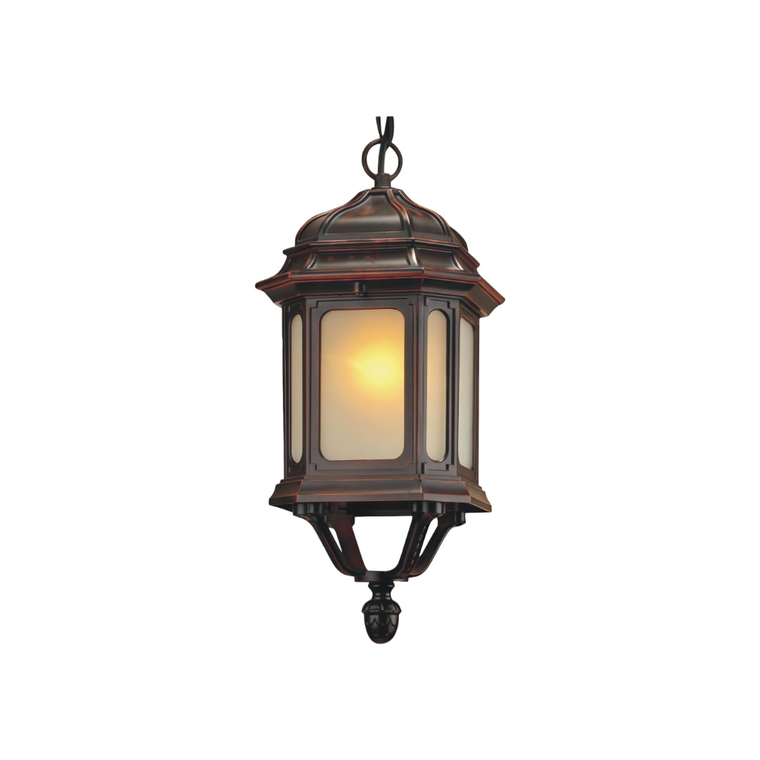 Minimalist Outdoor Hanging Pendant — Coffee Aluminum, Clear Glass, 9W E26, IP44, 80cm Adjustable Chain