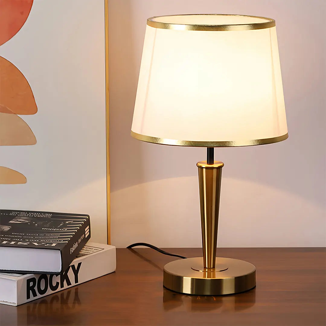 Elegant Nordic Brass Table Lamp with Fabric Shade – Modern Decorative Lighting Luxe