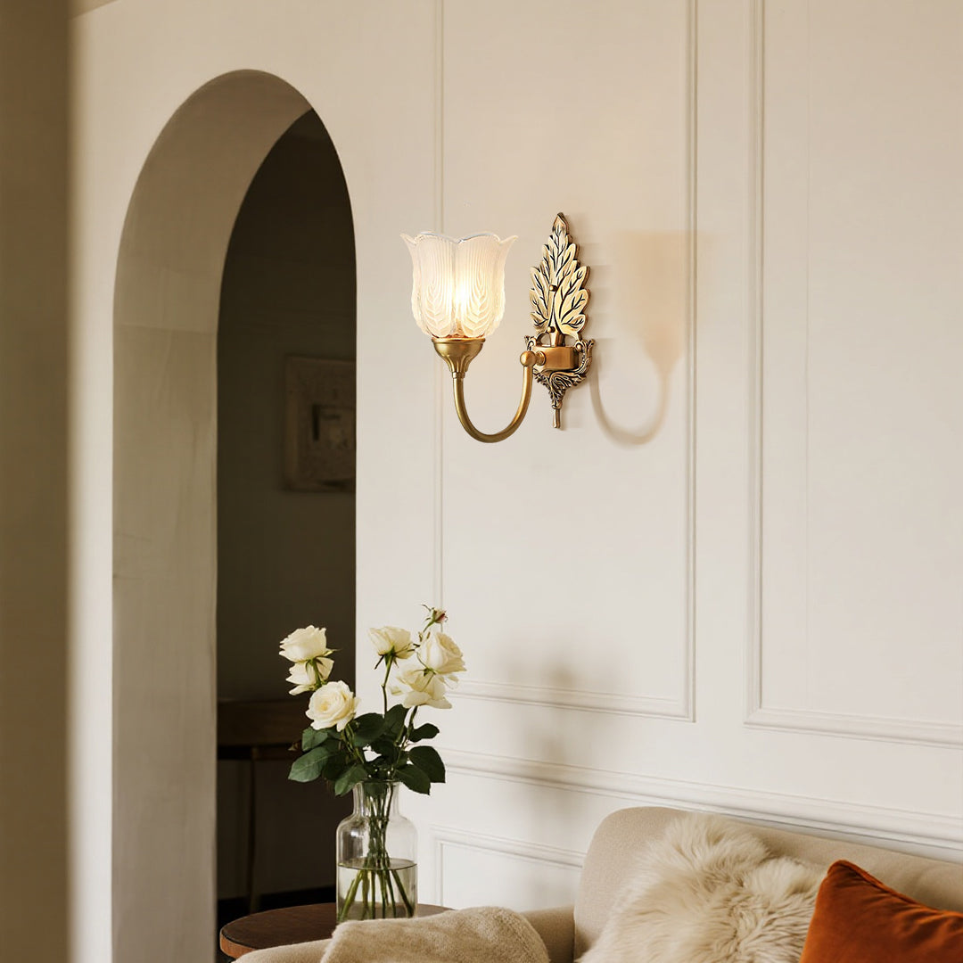 Bud Glass Wall Sconce — H65 Brass, E14 LED, Three-Step Dimming, Single or Double-Head