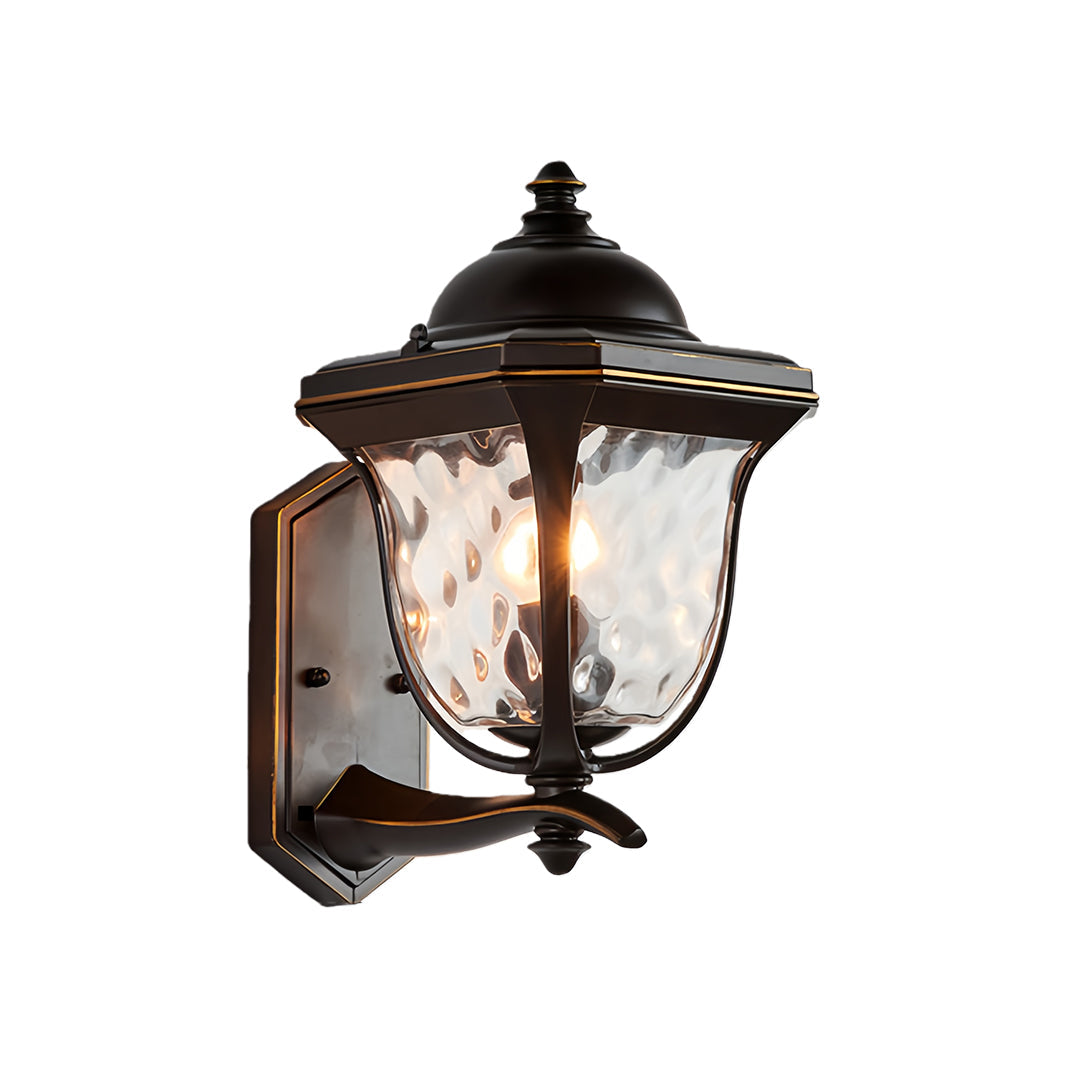 Classical Outdoor Wall Sconce — Coffee Aluminum, Clear Glass, 12W E27 LED, IP65, Up/Down Arm