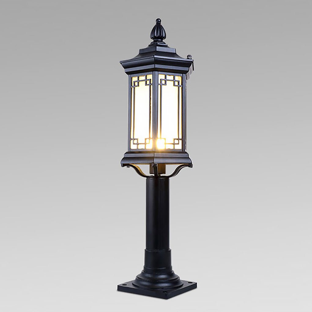 Rhombus Outdoor Post Light — Aluminum and Frosted Glass, E27, IP65, Warm White 3000K