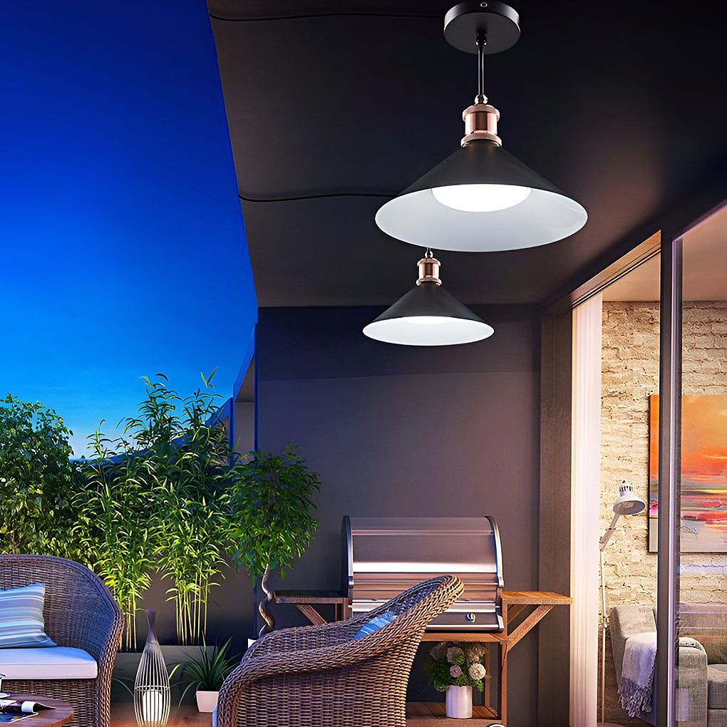 classic conical led solar pendant lights waterproof hanging garden lights