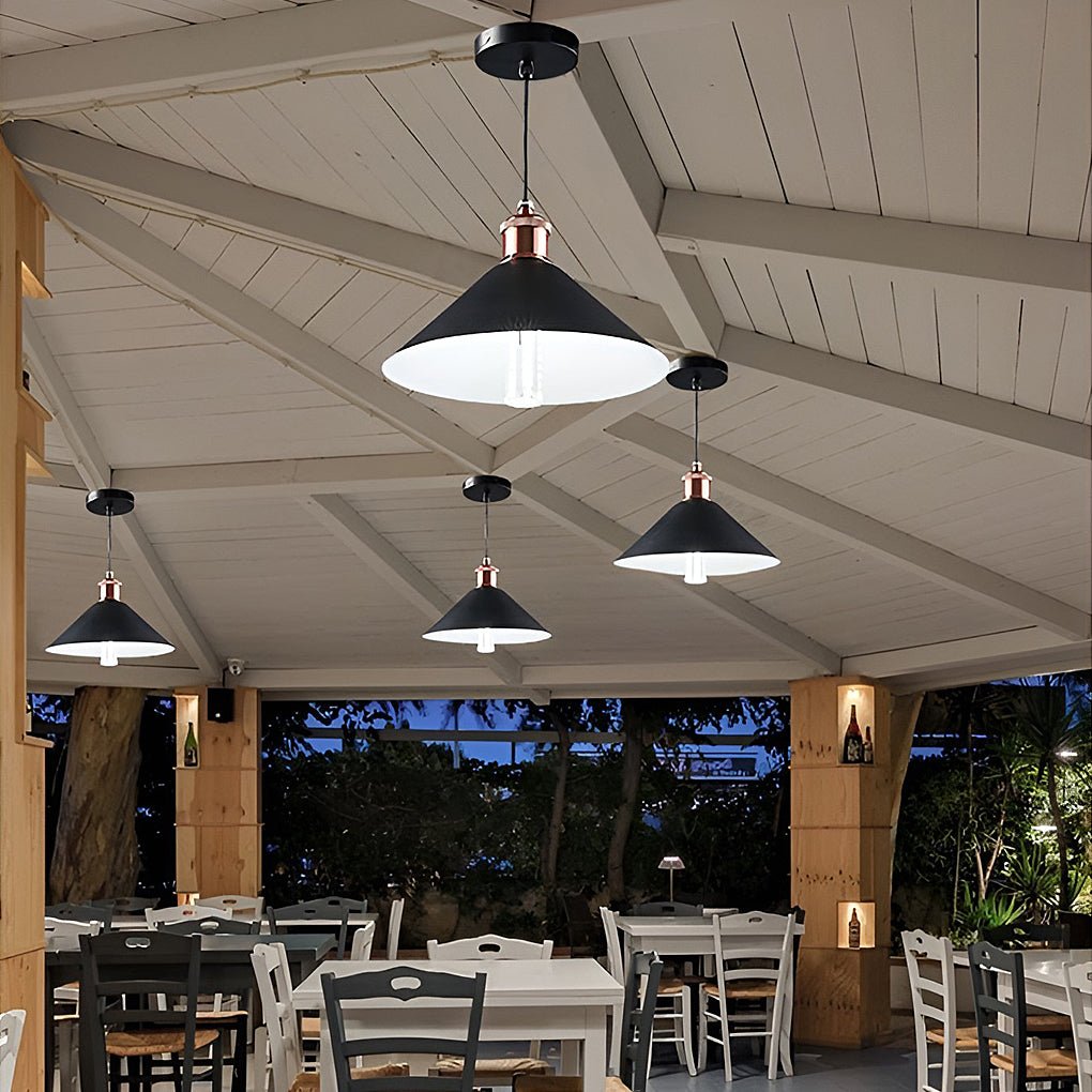 classic conical led solar pendant lights waterproof hanging garden lights