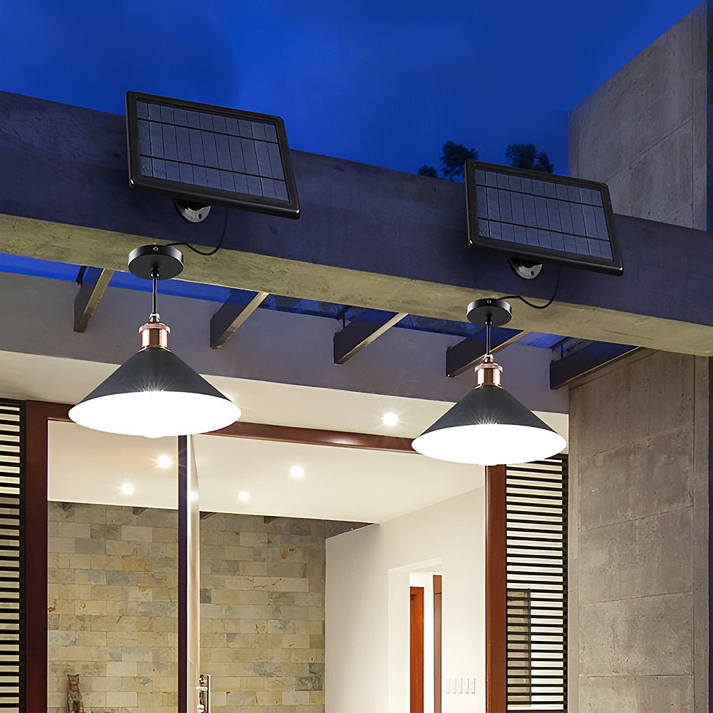 classic conical led solar pendant lights waterproof hanging garden lights
