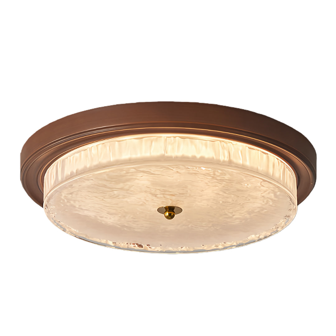 Vintage Ribbed Glass Dome Flush Mount — Iron, 36W Full-Spectrum LED, Dimmable 3000K–6000K, Remote Control