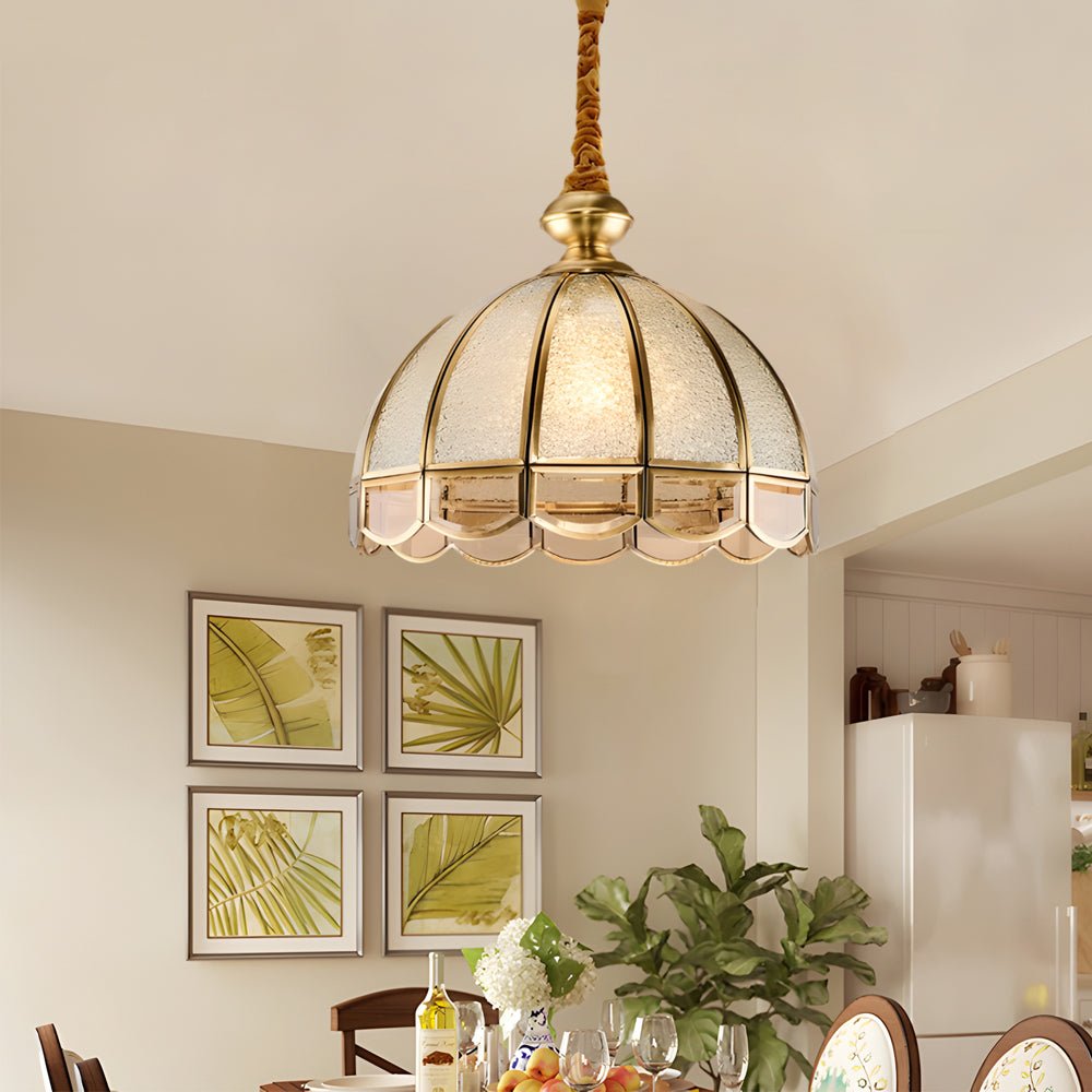 Classic Glass Flower Chandelier — Copper and Frosted Glass, E27, 3-Step Dimming (3000K/4500K/6000K), 11.8" Diameter