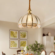 Classic Glass Flower Chandelier — Copper and Frosted Glass, E27, 3-Step Dimming (3000K/4500K/6000K), 11.8" Diameter