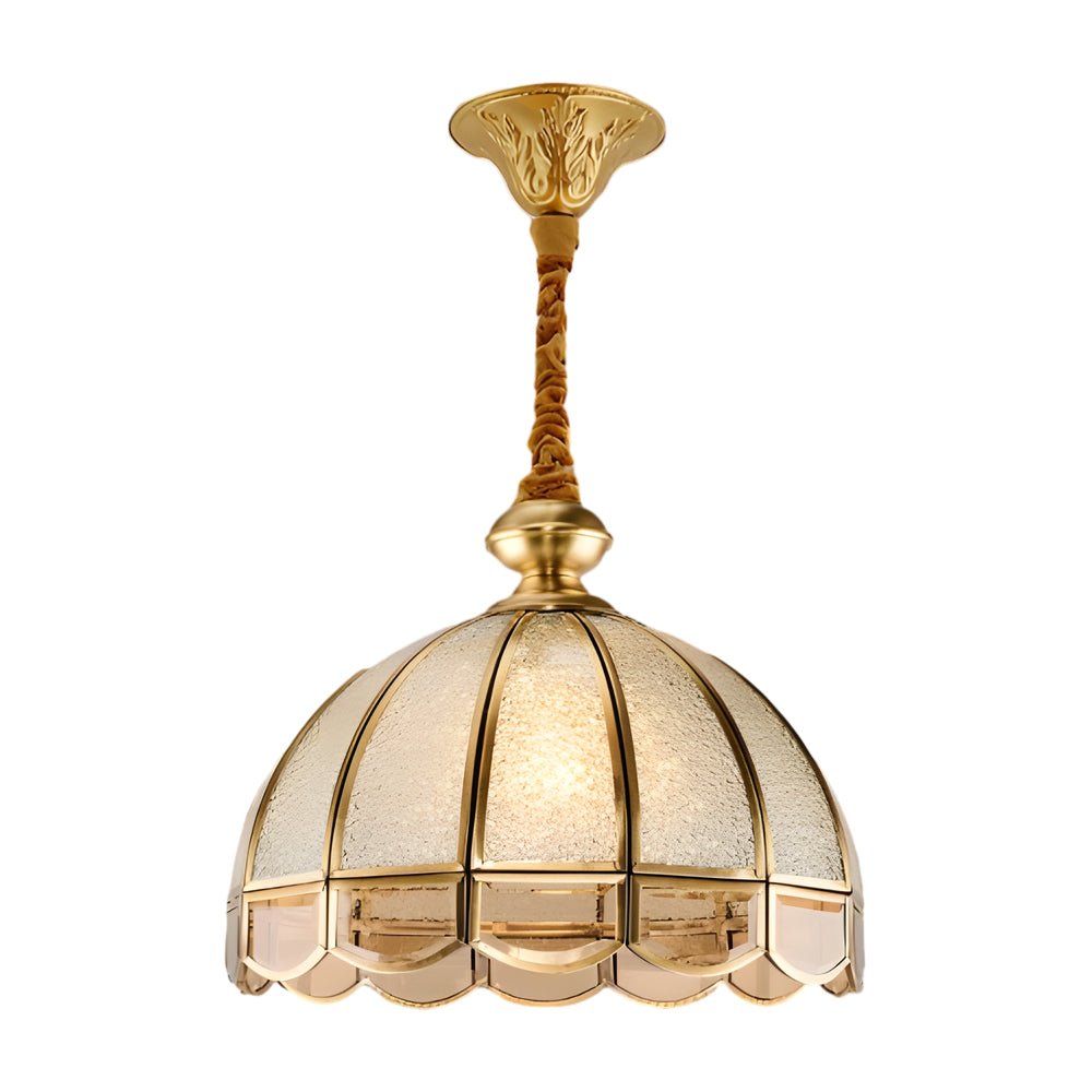 Classic Glass Flower Chandelier — Copper and Frosted Glass, E27, 3-Step Dimming (3000K/4500K/6000K), 11.8" Diameter