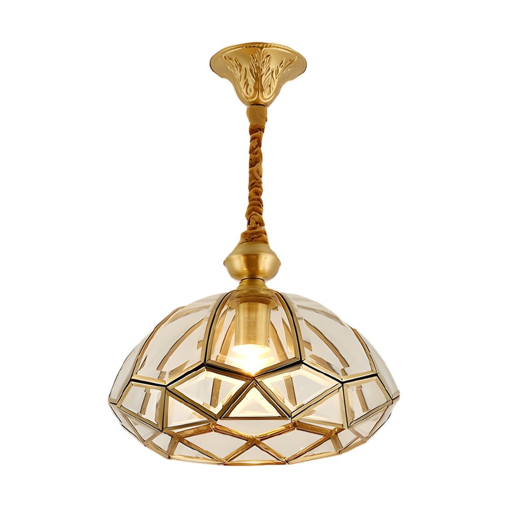Classic Glass Flower Chandelier — Copper and Frosted Glass, E27, 3-Step Dimming (3000K/4500K/6000K), 11.8" Diameter