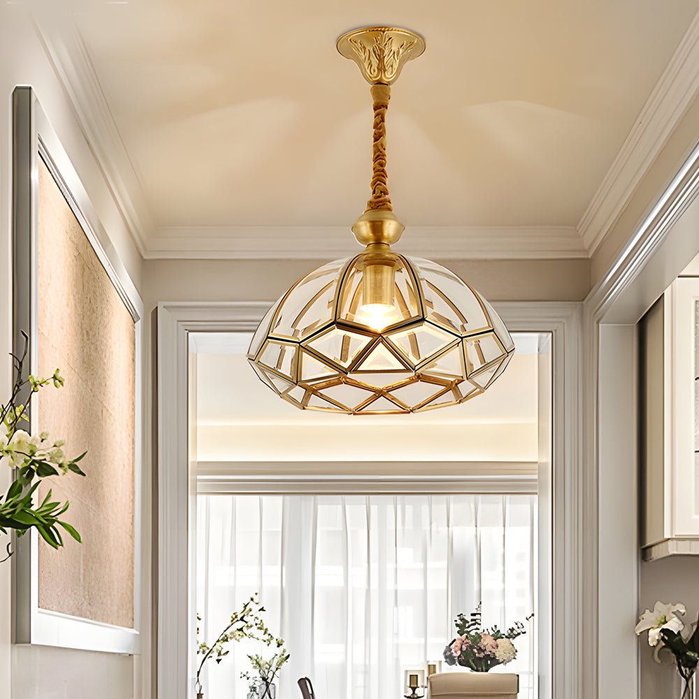 Classic Glass Flower Chandelier — Copper and Frosted Glass, E27, 3-Step Dimming (3000K/4500K/6000K), 11.8" Diameter