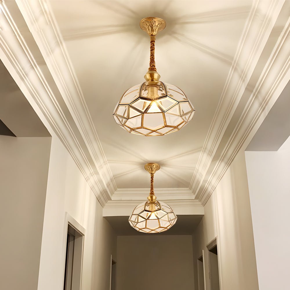 Classic Glass Flower Chandelier — Copper and Frosted Glass, E27, 3-Step Dimming (3000K/4500K/6000K), 11.8" Diameter