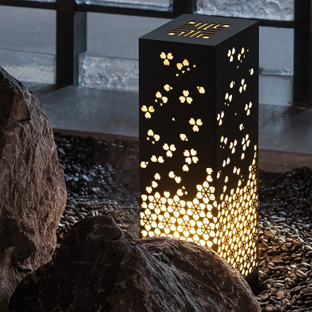 Snowflake Perforated Bollard Garden Light — Stainless Steel, E27, IP54, 3000K, 14"/22"/24"