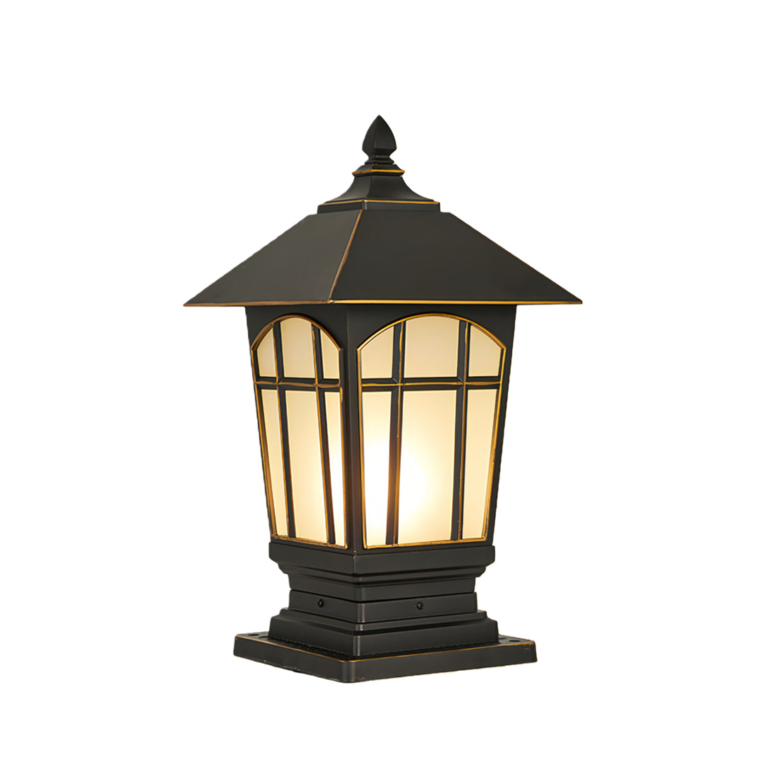 Classical Outdoor Pillar Light — Aluminum, Clear Glass, E27, IP65, 12W, 3000K Warm White