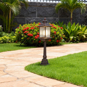 Modern Outdoor Post Light — Coffee Aluminum and Glass, E26, 12W, IP44, Hardwired