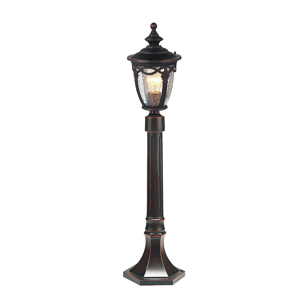 Minimalist Outdoor Post Light — Black Aluminum, Clear Glass, 9W E26, IP44, 42.91" H